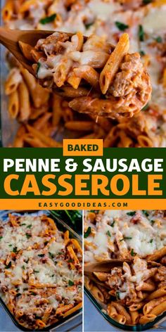 Warm up your evenings with this Easy Baked Penne and Sausage Casserole! Perfect for winter dishes, best comfort food recipes, and easy pasta recipes, this dish combines pasta and sausage with two types of rich and flavorful pasta sauce. Bonus: it’s ideal for meal prep and can be made ahead of time! Baked Penne Pasta Recipes, Dinners Pasta, Baked Pasta Casserole, Sausage Penne, Recipes With Mozzarella Cheese, Kinds Of Pasta, Baked Penne Pasta, Penne Pasta Recipes, Mom Meals