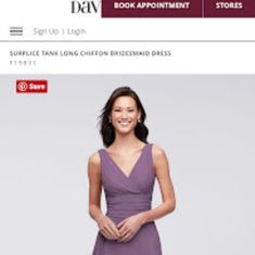 a woman in a purple dress is on the web page for dv fashions