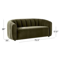 an image of a couch with measurements for it