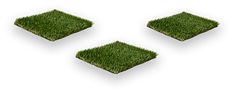 three pieces of green grass are arranged in the shape of four squares on a white background