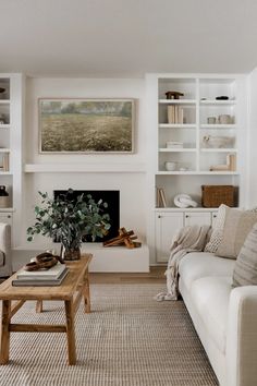 a living room filled with furniture and a fire place