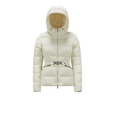 Sporty and elegant, the Avoce down jacket encapsulates the Moncler woman's aesthetic. Water-repellent nylon technique provides protection, while longue saison lining adds lightness to the short puffer. An adjustable hood and zipped pockets enhance practicality. Luxury Nylon Puffer Jacket For Outdoor, Luxury Fitted Puffer Jacket For Outdoor, Aesthetic Water, Moncler Women, Down Jackets, White Beige, Powder Blue, Women Collection, Down Jacket