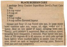 an old recipe for black russian cake