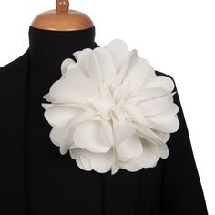 Discover Elegance in Every Detail with Our Ivory Floral Brooch Crafted with meticulous attention to detail, our Ivory Floral Brooch is a stunning embodiment of elegance and sophistication. Fashioned from premium cotton fabric, it showcases a captivating bouquet of delicate wildflowers in elegant ivory tones, boasting an impressive diameter of 20 cm (7.8 inches). In the middle of this floral arrangement, little flower seeds are used as embellishments, adding a touch of natural beauty and uniquene Luxury Handmade White Brooches, Elegant Rosette Brooches For Party, Elegant White Lapel Pin For Wedding, Elegant Cream Brooches For Formal Occasions, Elegant Rosette Wedding Brooches, White Flower Lapel Pin For Formal Occasions, Elegant White Wedding Brooches, Elegant White Flower Lapel Pin, White Handmade Flowers Lapel Pin For Wedding