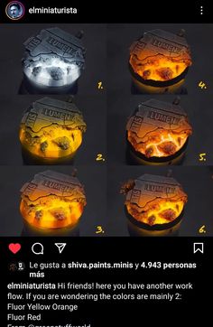 the instructions for how to make a glowing bowl with fire and water in it,