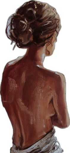 a painting of a woman with her back turned to the camera