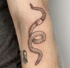 a man's arm with a snake tattoo on it