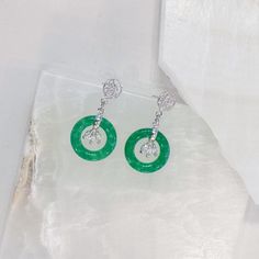 SILVER CIRCLE JADE earrings Luxury Green Pierced Earrings, Green Luxury Pierced Earrings, Green Luxury Earrings, Luxury Green Dangle Earrings, Luxury Green Sterling Silver Earrings, Green Cubic Zirconia Fine Jewelry Earrings, Fine Jewelry Green Drop Earrings, Green Cubic Zirconia Earrings Fine Jewelry, Green Fine Jewelry Drop Earrings