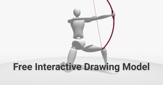 a person with a bow and arrow in front of the text free interactive drawing model