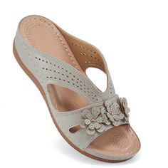 PRICES MAY VARY. Breathable Fabric - Women's sandals is made of high-quality PU leather, which has good breathability, comfortable and soft. All Day Comfort - The inner sole is padded with high-density foam, and the soft insole provides extra comfort for all-day wear. Non-Slip Outsole - Ecetana women's sandal features a non-slip rubber sole for extra grip and stability. The ultralight outsole makes you feel like you're walking on clouds. Fashion look - These ladies casual shoes have a simple and Arch Support Shoes, Slides Sandals, Thick Heel, Casual Slippers, Sandals For Women, Womens Wedges, Comfortable Sandals, Thick Heels, Beach Shoes