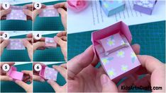 step by step instructions on how to make an origami gift box with flowers