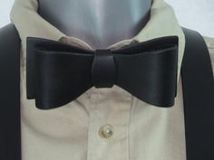 Black Leather Bow Tie Black Leather Suspenders, Diy Leather Bows, Brown Suspenders, Unique Bow Tie, Leather Bow Tie, Black Suspenders, Leather Suspenders, Mens Fashion Rugged, Tie Shop