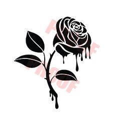 Glitch Rose Tattoo, Dripping Rose Drawing, Rose With Water Drops Drawing, Withered Rose Drawing, Rose Svg, Chanel Dripping Logo, Rose Emoji, Dripping Paint Art, Rose Doodle