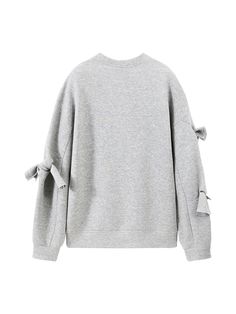 Details: Loose bow sweatshirt in gray color Letter embroidery on the chest Sleeve side bow design Classic round neckline Materials & Care: Cotton 52.7%, Polyester 47.3% Hand wash | Dry clean Do not bleach Size & Fit: Model is 5'7", Bust 32, Waist 24, Hips 35, wearing a size S Item #: LM4SW13 Casual Long Sleeve Sweater With Bow, Casual Long Sleeve Bow Sweater, Gray Crew Neck Sweatshirt For Spring, Casual Long Sleeve Tops With Bow, Fall Cotton Top With Bow Detail, Gray Spring Sweatshirt, Bow Sweatshirt, Chic Business Casual, Denim Jean Dress