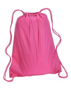 a pink drawsack bag on a white background