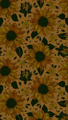 a sunflower pattern is shown on a brown background