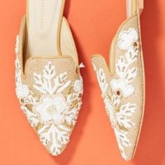 Anthropologie Ornamentation Slides Festive Heels For Spring, Festive Spring Slip-on Flats, Spring Festive Slip-on Flats, Festive Slip-on Flats For Spring, Anthropologie Shoes, Shoes Color, Slides Shoes, Mule Flat, Mule Clogs