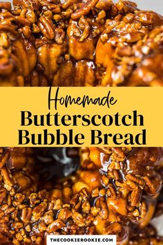 homemade butterscotch bubble bread with text overlay