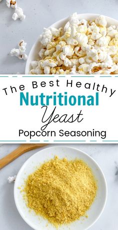 the best healthy nutritional yeast popcorn seasoning is in this bowl and it's ready to be eaten