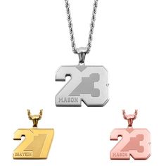 PRICES MAY VARY. 💖 MEANINGFUL - Sport number necklace with rope chain is suitable for boys,men who love baseball,football,basketball,softball,team;It is a unique gifts and you can custom any name and any inspiration words,like "Never give up" "so proud of you" "we love you" that it is important to you. 💖 CUSTOMIZED STEPS - ① Click on "See All Buying Options"or"Customize now"; ② Enter the customize information: Pendant size:Height: 25MM (0.98INCH); Thickness: 2.8MM(0.11INCH); Chain Length:35cm/ Gifts For Son, Sports Numbers, Necklace With Name, Number Necklace, Softball Team, Football Boys, Lucky Number, Football And Basketball, Chain Jewelry