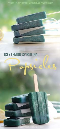 popsicles made with ice cream and lemon are stacked on top of each other