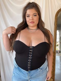 Your new favorite top, the MILLI features a faux hook eye closure and a sweetheart neckline with stretch. Team this with your favorite pair of jeans! Plus Size Corset Tops, Plus Size Corset, Top Indian, Hook Eye, Corset Top, Sweetheart Neckline, Stylish Outfits, Camisole Top, Crop Tops