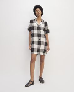 The Linen Shirt Dress Casual Button-up Shirt Dress For Day Out, Casual Button-up Shirt Dress With Rolled Sleeves, Mini Shirt Dress With Pockets For Daywear, Day Out Short Sleeve Shirt Dress With Placket, Casual Button-up Dress With Rolled Sleeves, Casual Spring Mini Dress With Collared Neckline, Casual Cotton Mini Dress With Collar, Summer Mini Dress With Collared Neckline For Daywear, Oversized Short Sleeve Dress For Daywear