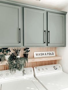 a washer and dryer in a laundry room