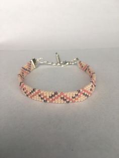 the bracelet is made with small beads