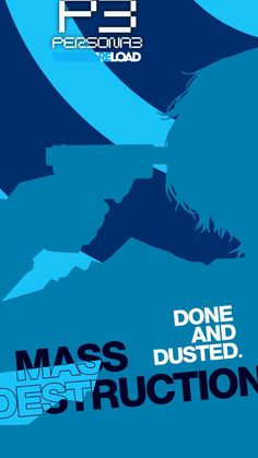 the poster for mass destruction is shown in blue