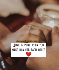 two hands holding each other with the words love is pure when you make dua for each other