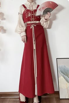 SKU: LIN01422 Fabric: Polyester Cotton Velvet Chiffon Linen Organza Style types: Sweet Hanfu Season: Spring, Summer, Autumn, Winter Notice: This Section Includes Top + Vest + Skirt Size(IN) Shoulder Width Sleeve Length Hip Clothing Length Dress Length S 14.57 23.43 34.65 22.24 36.81 M 14.96 23.82 36.22 22.83 37.40 L 15.35 24.21 37.80 23.23 37.99 XL 15.75 24.61 39.37 23.82 38.58 2XL 16.14 25.00 40.94 24.41 39.17 Red Chinese Aesthetic, Red Aesthetic Clothes, Traditional Chinese Outfit, Red Song, Chinese Clothing Traditional, Organza Styles, Vest Skirt, Style Types, Vietnamese Dress