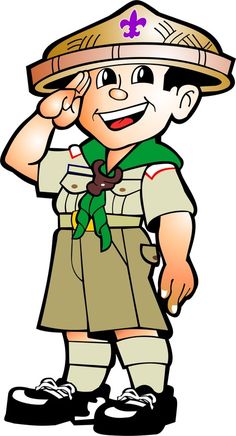 a cartoon boy in uniform saluting with his hand on his head and wearing a hat