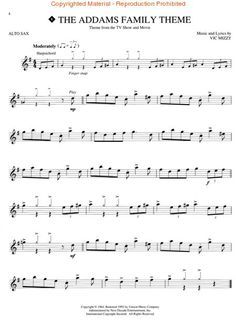 sheet music for the adams family theme