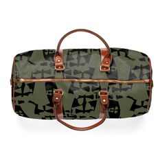 Elevate your travel style with our Black-Green Waterproof Travel Bag, featuring an eye-catching Allover Crusader Print. Crafted from high-grade, durable nylon, this versatile carryall is designed to accompany you on all your adventures, with multiple compartments, a resilient handle, and an adjustable shoulder strap for effortless organization and transport of your essentials. High-grade nylon material Microfiber PU leather top handle and binding One size: 20" × 12'' × 9" (50.8cm × 30.5cm × 23cm Waterproof Travel Bag, Sports Bra And Leggings, Fat Man, Kids Outerwear, Crusades, Leather Handles, Outerwear Women, Leather Top, Travel Style