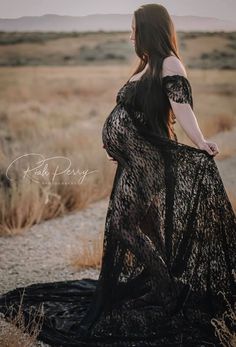 Black Sheer Lace {Willow} Maternity Gown Maturity Pictures, Black Lace Maternity Dress, Maternity Photoshoot Dress, Winter Maternity Photos, Fall Shoot, Boho Gown, Lace Maternity Dress, Boho Maternity, Maternity Pics