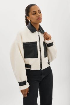 NOLA | Sherpa Jacket – LAMARQUE Sherpa Jacket Outfit, Tulle Jacket, Cocoon Jackets, Leather Puffer Jacket, Faux Shearling Coat, Fashion Forms, Sherpa Coat, Reversible Coat, Jacket Outfit