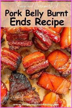 pork belly burnt ends recipe with text overlay