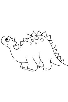 a drawing of a dinosaur that is outlined in black and white