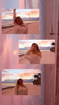 a woman standing on top of a beach next to the ocean