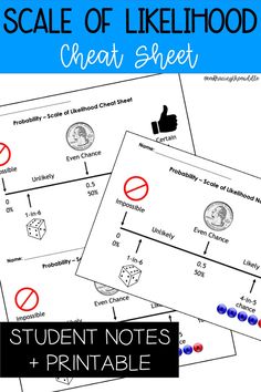 the scale of likelihood worksheet for students to use in their homeschool