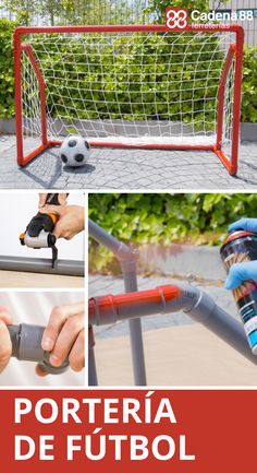 the instructions for how to put soccer balls in a goalie's net, and then place them on top of each other