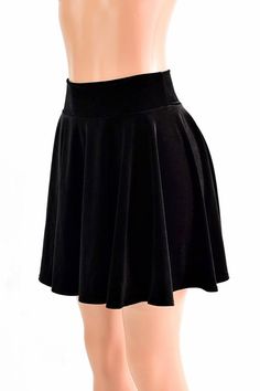 19" Long Black Stretch Velvet Skater Skirt Full Circle Stretchy Plush -154516 Black Stretch A-line Mini Skirt, Black Velvet Bottoms For Night Out, Elegant Black Velvet Bottoms, Black Full Mini Skirt For Fall, Fitted Velvet Mini Skirt, Fitted A-line Black Mini Skirt, Black A-line Party Bottoms, Black A-line Mini Skirt For Night Out, Black A-line Lined Skort