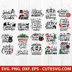 christmas svg bundle for cutting, cricting and other crafting projects with holiday sayings