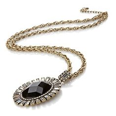 Universal Vault Black and Clear Stone Oval Pendant with 32" Chain at HSN.com Clear Stone, Oval Pendant, Statement Earrings