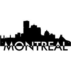 a black and white logo with the word'montreal'in front of a cityscape