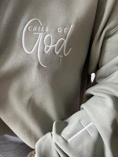 Child Of God | Handmade Sweatshirt – The White Stitch Boutique + Miss Monogram Christian Sweaters, Boutique Tops, Country Western, Faith Based, School Spirit, Pet Clothes, Dress Accessories, Colorful Shirts, Embroidery Designs