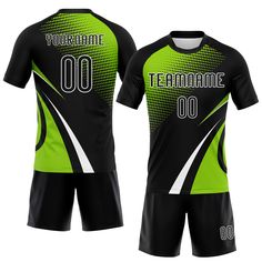 a black and green soccer uniform with the number 00 on it