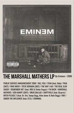 the marshall mathers lp cover art for emin m's album, which features an image of a man sitting on a window sill