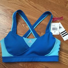 New With Tags Adidas Performance Sports Bra In Blue & Turquoise. Very Cute & In Perfect Condition!! Blue Adidas Activewear For Sports Events, Adidas Blue Activewear For Sports Events, Adidas Green Workout Activewear, Green Adidas Workout Activewear, Summer Blue Activewear For Sports Events, Blue Moisture-wicking Activewear For Sports Events, Blue Sports Bra For Running, Blue Adidas Activewear For Sports, Turquoise Stretch Activewear For Sports